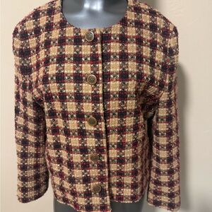 TanJay Women's Plaid Tweed Blazer
